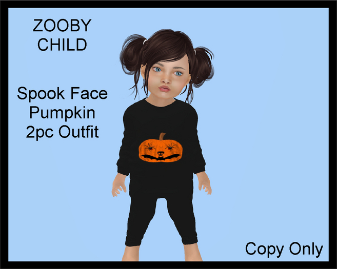 Spookface Second Life Marketplace - Steph-0-Bee's - Spook Face Pumpkin (Zooby Child)
