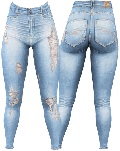 RIOT / Ember Distressed Jeans - Robin's Egg