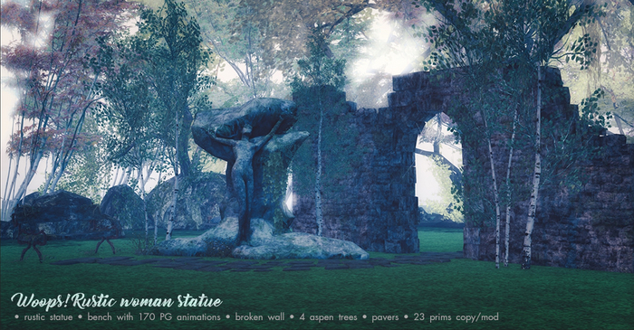 Woops! Rustic woman statue - decoration/backdrop