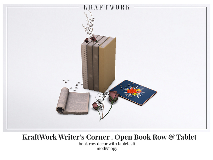 KraftWork Writer's Corner . Book Row & Tablet (Add Me)