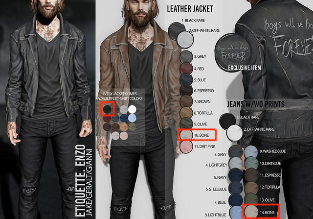 etiquette. Enzo FULL SET - Bone/Jake