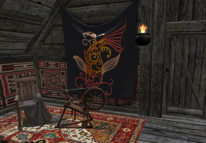 wall tapestry fish gold