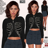 STUDDED HOODIE AND JEAN SKIRT,CL&MESH BODY