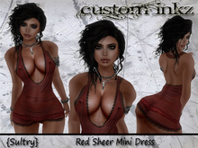 Custom iNKZ Sultry - Sheer Red Mini Dress