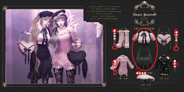 Violent Seduction - Iki's Look - DRESS (RARE) +  PINK AND BLACK PIECE PACK
