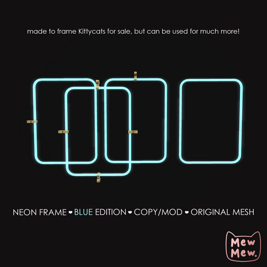 Mew Mew. Neon Kitty Frames BLUE