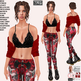 SKULL PANTS WITH BRA&SHRUGG,CL&MESH BODY
