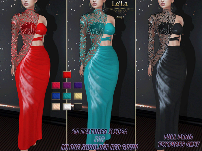 MI One Shoulder Red Gown T. Pack