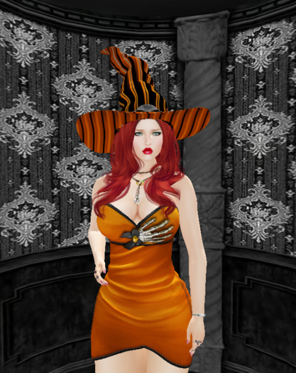 Strapless Ruched Dress Gothic Orange