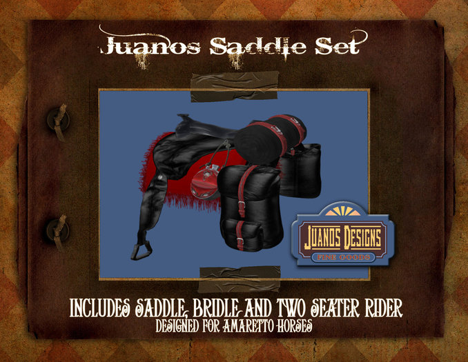 Deluxe Juanos Saddle Set (Black & Red) for Double Riding