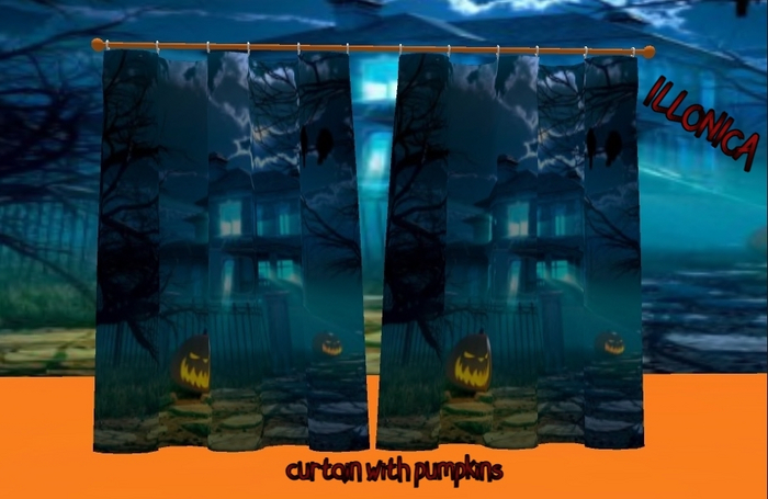 curtain with pumpkins