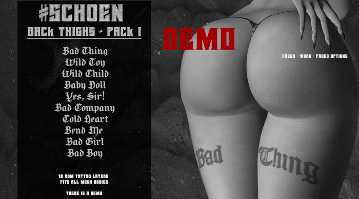 #SCHOEN - Back Thighs  - Bom Tattoo - Pack 1 - DEMO