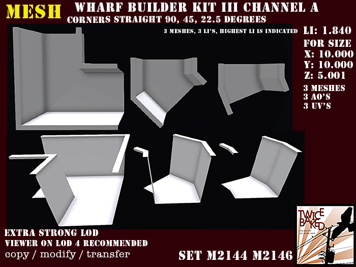"TB" Wharf III channel "A" straight corners M2144 M2146