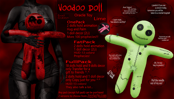 .:Bad Rabbit:. (Co/NTr) Voodoo Doll Oracle Toy Lime