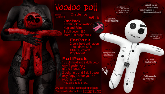 .:Bad Rabbit:. (Co/NTr) Voodoo Doll Oracle Toy White
