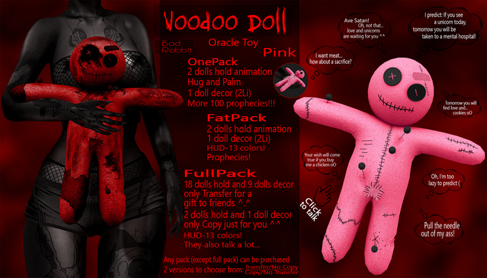 .:Bad Rabbit:. (Co/NTr) Voodoo Doll Oracle Toy Pink