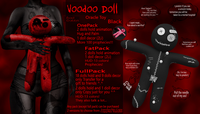 .:Bad Rabbit:. (Co/NTr) Voodoo Doll Oracle Toy Black