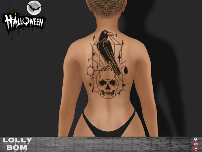 LOLLY's BOM things... [tattoo] Halloween Skull&Crow ( Back )