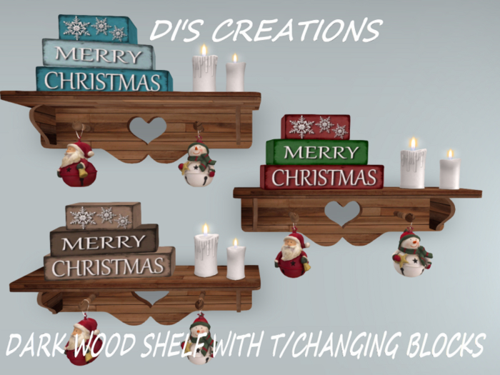 MERRY XMAS D/W SHELF T/CHANGE CANDLES DECOR