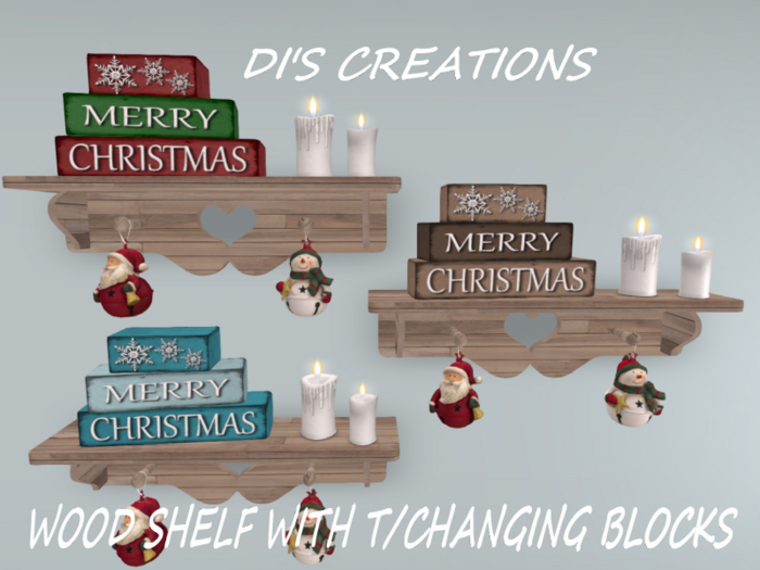 MERRY XMAS L/W SHELF T/CHANGE CANDLES DECOR