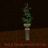 Urn & Pillar With Flowers Light Brown