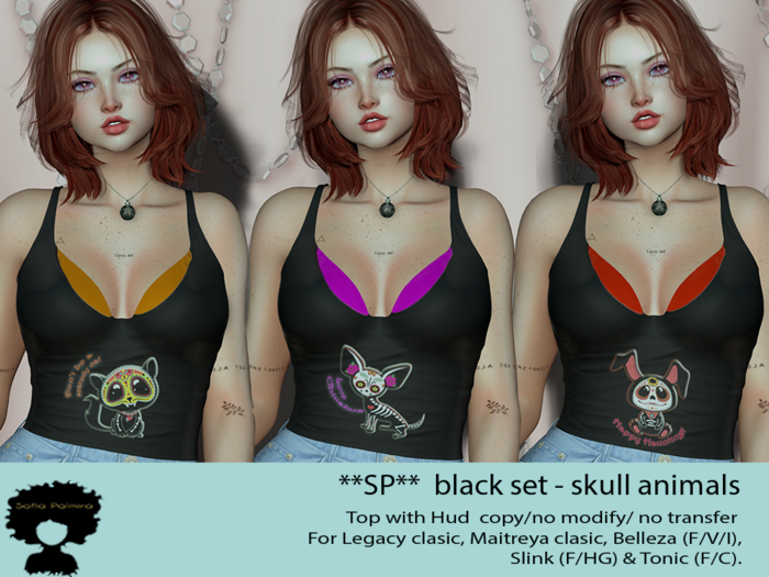 **SP**  black Top set - skull animals 