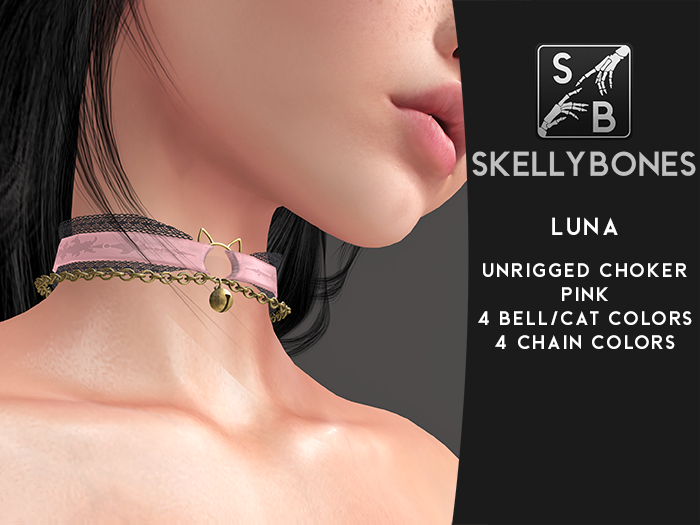 Skellybones -- Luna Choker - Pink - Unrigged