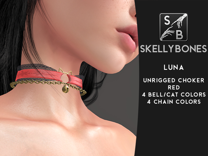 Skellybones -- Luna Choker - Red - Unrigged