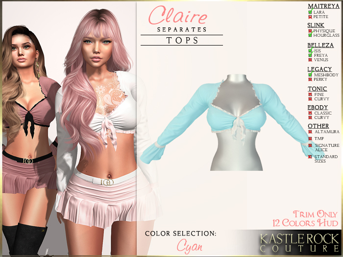 :KR: Claire Tops - Cyan (Add Me)