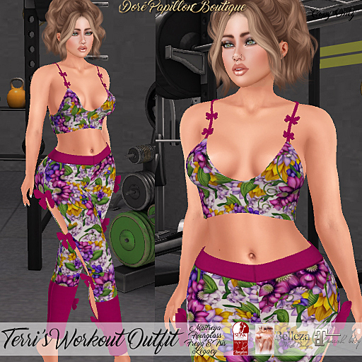 DPB Terri's Workout Outfit - Flowers Pink *Maitreya, Hour, Freya, Isis & Legacy*