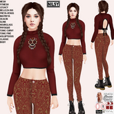 GOTHIC LEGGING&BOW BACK TOP,CL&MESH BODY