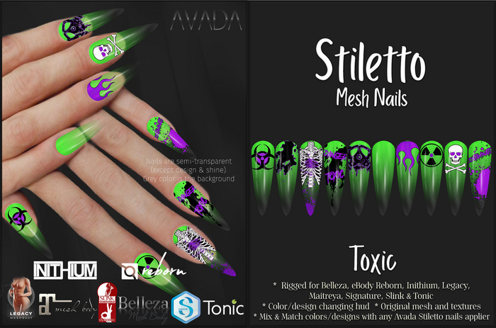 Avada~ Stiletto Nails - Toxic