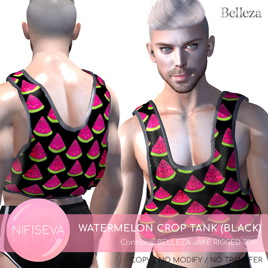 [NIFISEVA] WATERMELON CROPPED TANK (BLACK)