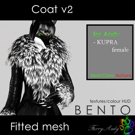 Second Life Marketplace - DEMO - Furry Andy - Coat v2 for KUPRA