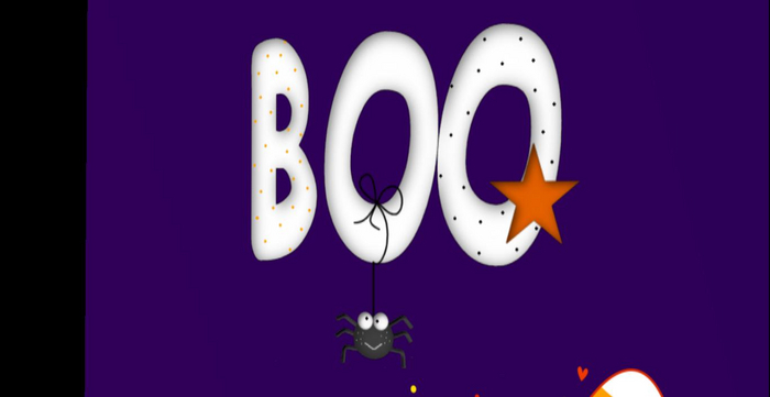 Boo Sign Halloween with dangling spider 2021