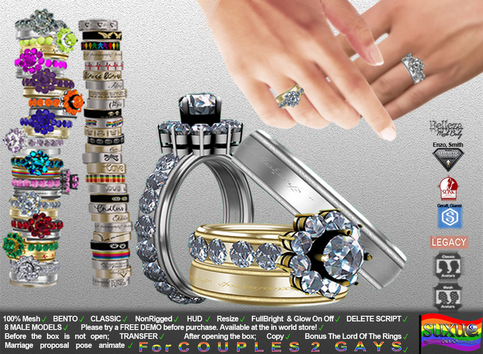 SuXue - Engagement Wedding Ring  2 Gays Bento Classic