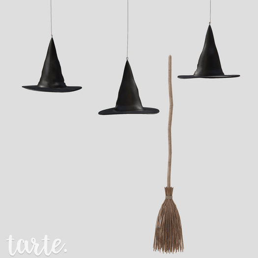 tarte. hanging witch hats & witch broom