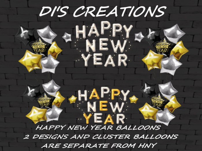HAPPY NEW YEAR BALLOONS + BUNCH SILVER