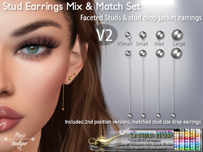Faceted Stud & Chain Drop Earrings Mix & Match