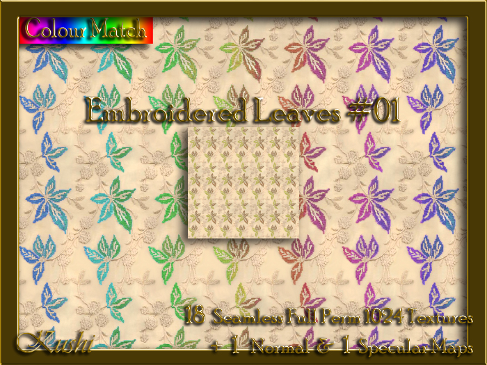 Embroidered Leaves #01 Seamless Texture Set