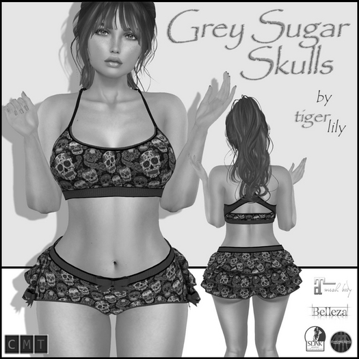 Tigerlily Designs Grey Sugar Skulls DEMO