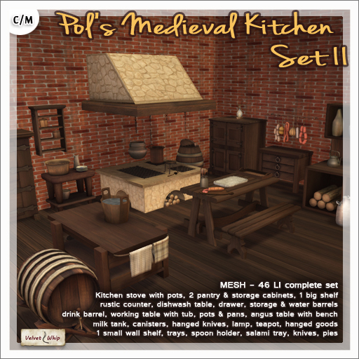 [V/W] Pol Medieval Kitchen Set II - Furniture and accessories, 35 items, 46 LI - Mesh Furniture