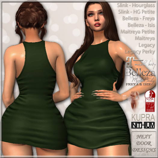 Lil Bit Ruched Tank - Green: Belleza Freya, Isis, Maitreya, Legacy & Perky, Inithium Kupra, Slink Hourglass, Standard