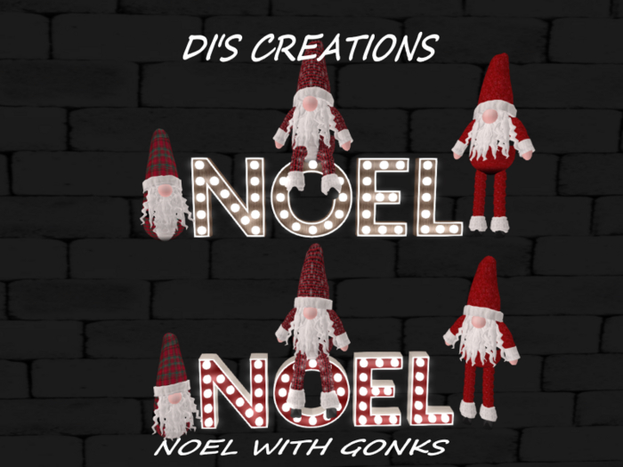 NOEL SIGN WITH SANTA GONKS