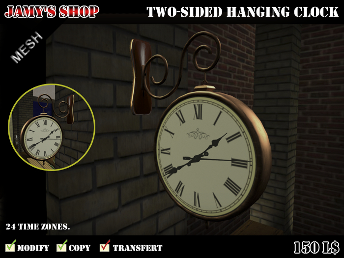 TWO-SIDED HANGING CLOCK