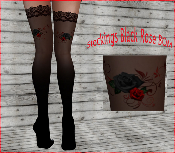 CR SH Stockings Black Rose BOM
