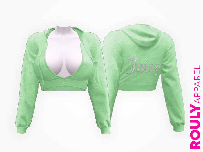 ROULY :: "Juicy" Velour Fluffy Hoodie - Mint