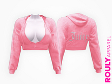 ROULY :: "Juicy" Velour Fluffy Hoodie - Pink