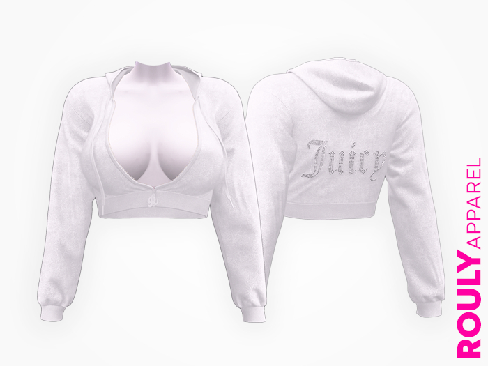 ROULY :: "Juicy" Velour Fluffy Hoodie - White