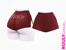ROULY :: "Juicy" Velour Fluffy Shorts - Burgundy
